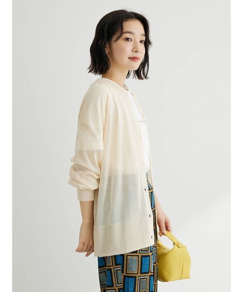 Green　Parks（グリーンパークス）の「フィラメントラメシアーカーディガン（カーディガン/ボレロ・レディース・ブルー/ブラック/オフホワイト/イエロー・FREE）」の10枚目の写真