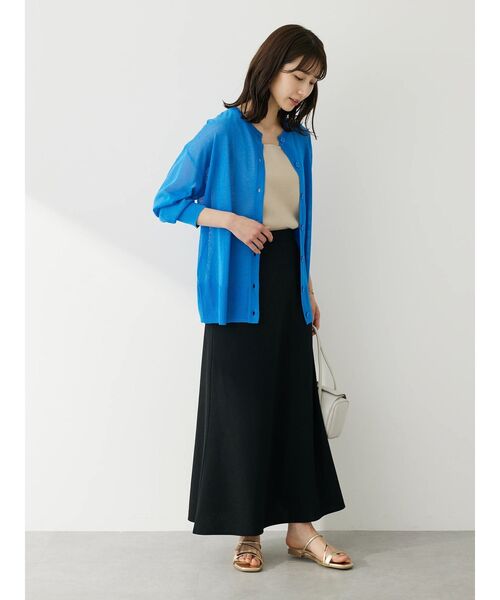 Green　Parks（グリーンパークス）の「フィラメントラメシアーカーディガン（カーディガン/ボレロ・レディース・ブルー/ブラック/オフホワイト/イエロー・FREE）」の19枚目の写真