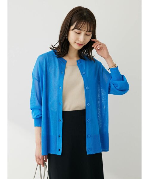 Green　Parks（グリーンパークス）の「フィラメントラメシアーカーディガン（カーディガン/ボレロ・レディース・ブルー/ブラック/オフホワイト/イエロー・FREE）」の22枚目の写真