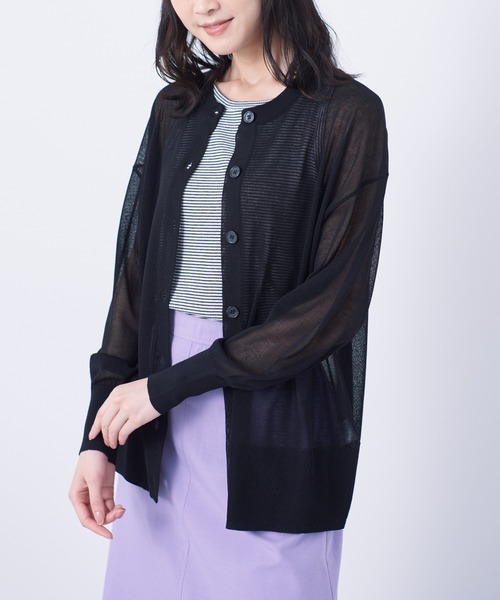 Green　Parks（グリーンパークス）の「フィラメントラメシアーカーディガン（カーディガン/ボレロ・レディース・ブルー/ブラック/オフホワイト/イエロー・FREE）」の3枚目の写真