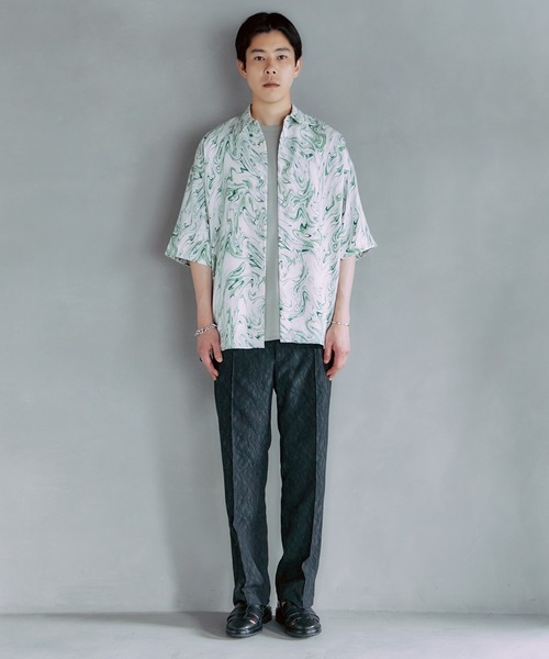 PUBLIC TOKYO（パブリックトウキョウ）の「マルチプリントトロミオーバーシャツ（シャツ/ブラウス・メンズ・ネイビー/ブラック/ミント/ダークネイビー/ライトブラウン/ブラック系その他2/カーキ/アイボリー・1/2）」の16枚目の写真