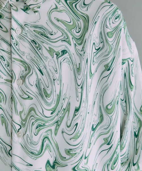 PUBLIC TOKYO（パブリックトウキョウ）の「マルチプリントトロミオーバーシャツ（シャツ/ブラウス・メンズ・ネイビー/ブラック/ミント/ダークネイビー/ライトブラウン/ブラック系その他2/カーキ/アイボリー・1/2）」の9枚目の写真