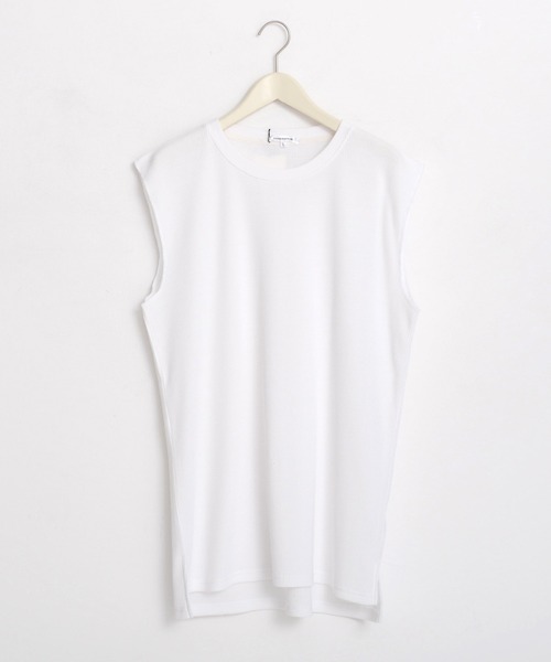 Revo.（レボ）の「ワッフル 裾スクエア ノースリーブ カットソー / レイヤード ロング丈 タンクトップ（タンクトップ・メンズ・ホワイト/ブラック・M/L）」の2枚目の写真