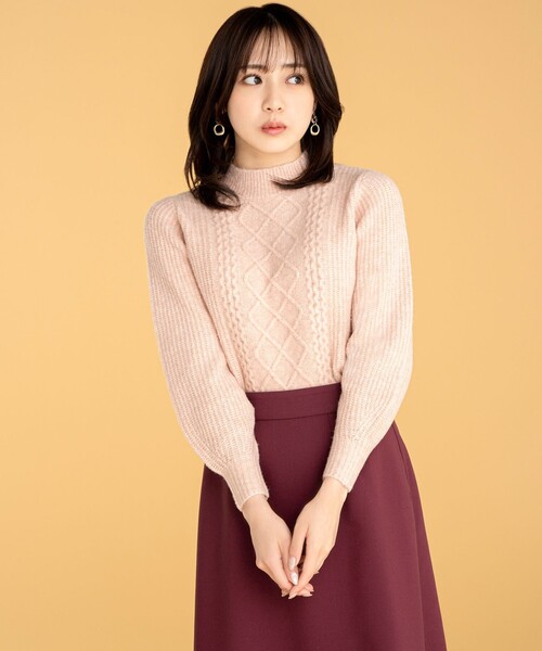 ANY SIS(エニィスィス)の「【低身長企画】ケーブルコンパクト ニット(ニット/セーター・レディース・黄土色系/ピンク系/アイボリー系・0)」の6枚目の写真