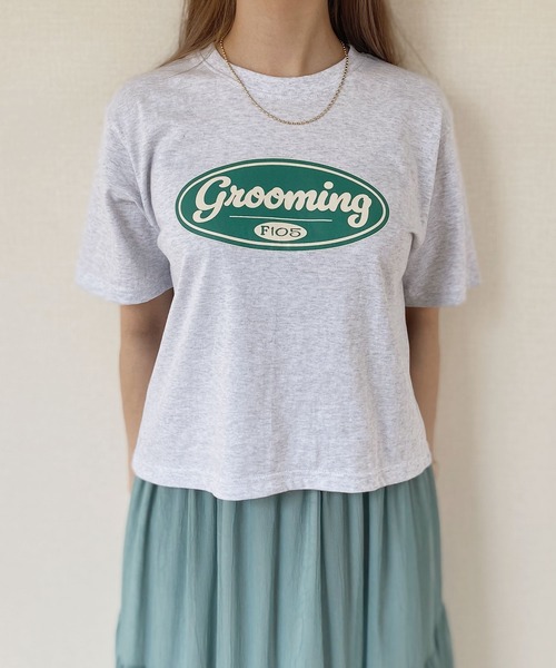 Reurie'(レウリィ)の「【ZOZO限定】ショート丈ロゴT / プリントT オーバーサイズ クロップド丈 グレー ベージュ グリーン ピンク(Tシャツ/カットソー・レディース・ベージュ/グレー・FREE)」の6枚目の写真