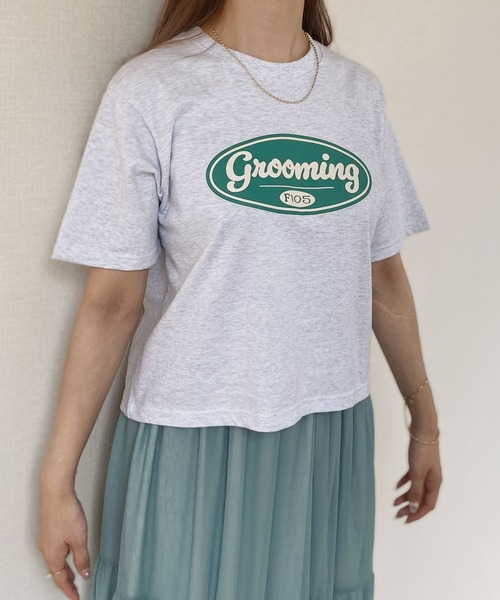 Reurie'(レウリィ)の「【ZOZO限定】ショート丈ロゴT / プリントT オーバーサイズ クロップド丈 グレー ベージュ グリーン ピンク(Tシャツ/カットソー・レディース・ベージュ/グレー・FREE)」の7枚目の写真