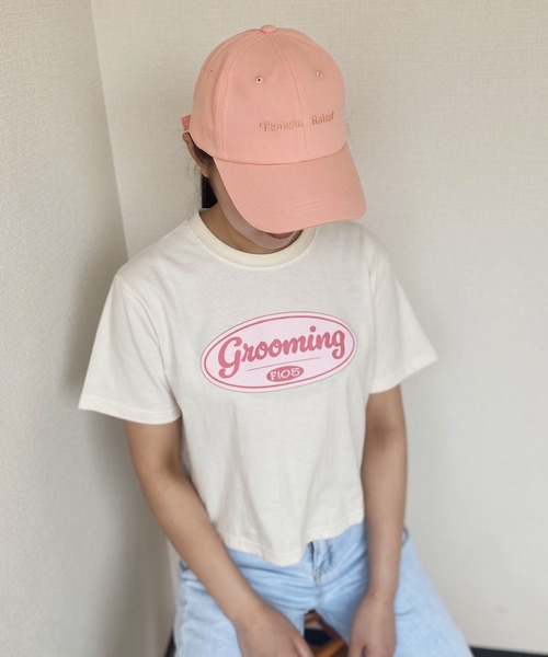 Reurie'(レウリィ)の「【ZOZO限定】ショート丈ロゴT / プリントT オーバーサイズ クロップド丈 グレー ベージュ グリーン ピンク(Tシャツ/カットソー・レディース・ベージュ/グレー・FREE)」の9枚目の写真