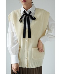 【ZOZO限定】パールボタンニットベスト