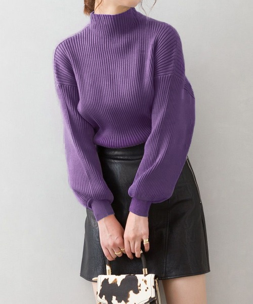 SpRay（スプレイ）の「ボリュームスリーブボトルネックニット（ニット/セーター・レディース・グリーン/アイボリー/イエロー/ブラウン/ピンクベージュ/グレー/レッド系その他/ブラック/ライトベージュ/パープル/ブルー・FREE）」の8枚目の写真