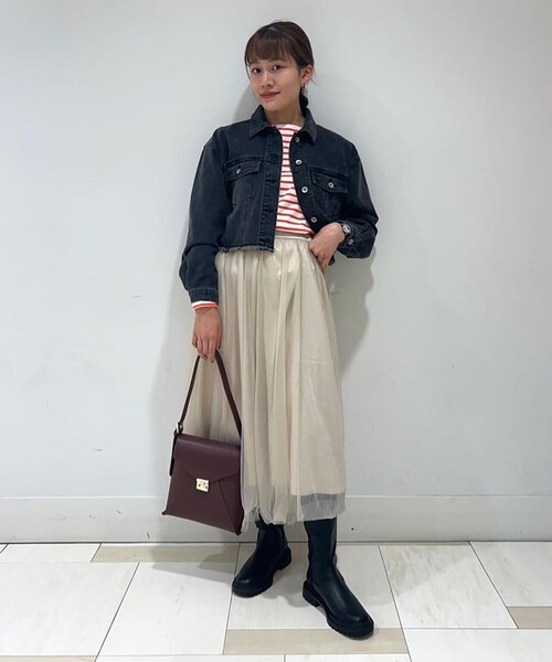 N.（N. Natural Beauty Basic）（エヌエヌナチュラルビューティーベーシック）の「◆チュールロングフレアスカート（スカート・レディース・ホワイト/グレー・MEDIUM）」の20枚目の写真