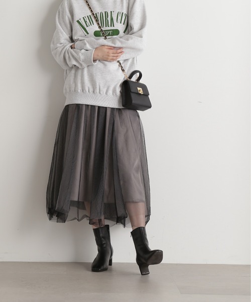 N.（N. Natural Beauty Basic）（エヌエヌナチュラルビューティーベーシック）の「◆チュールロングフレアスカート（スカート・レディース・ホワイト/グレー・MEDIUM）」の11枚目の写真