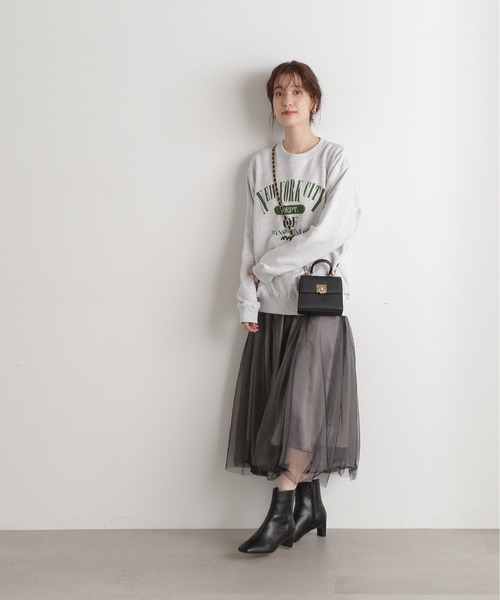 N.（N. Natural Beauty Basic）（エヌエヌナチュラルビューティーベーシック）の「◆チュールロングフレアスカート（スカート・レディース・ホワイト/グレー・MEDIUM）」の9枚目の写真