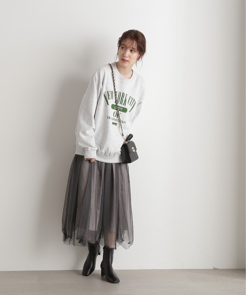 N.（N. Natural Beauty Basic）（エヌエヌナチュラルビューティーベーシック）の「◆チュールロングフレアスカート（スカート・レディース・ホワイト/グレー・MEDIUM）」の14枚目の写真