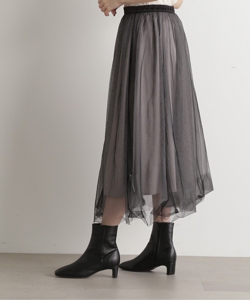 N.（N. Natural Beauty Basic）（エヌエヌナチュラルビューティーベーシック）の「◆チュールロングフレアスカート（スカート・レディース・ホワイト/グレー・MEDIUM）」の18枚目の写真