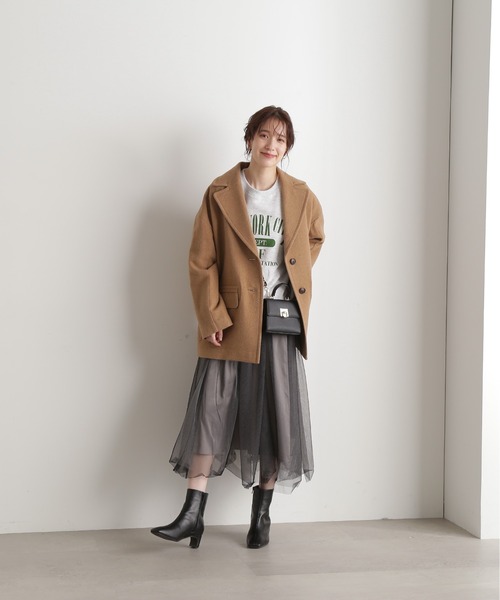 N.（N. Natural Beauty Basic）（エヌエヌナチュラルビューティーベーシック）の「◆チュールロングフレアスカート（スカート・レディース・ホワイト/グレー・MEDIUM）」の6枚目の写真