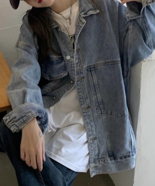 deux amour（ドゥーザムール）の「BIGジージャン（デニムジャケット・レディース・ブルー・FREE）」の6枚目の写真