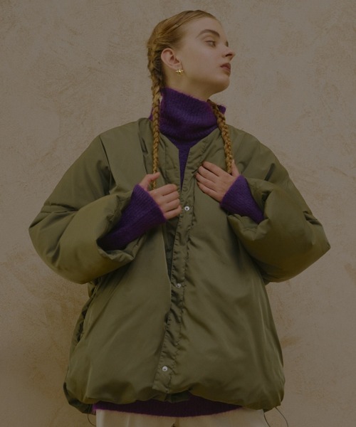 manana suerte(マニャーナスエルテ)の「オーバーサイズ中綿ダウンジャケット(ダウンジャケット/コート・レディース・ブラック/カーキ・FREE)」の16枚目の写真