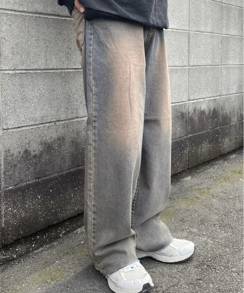 RENOL(レノル)の「韓国ファッション RENOL レノル cutting denim wide pants カッティング デニムパンツ デニムワイドパンツ ブリーチデニムパンツ ビンテージ風 ジーンズ 長ズボン(デニムパンツ・メンズ・ブルー系その他・L)」の8枚目の写真