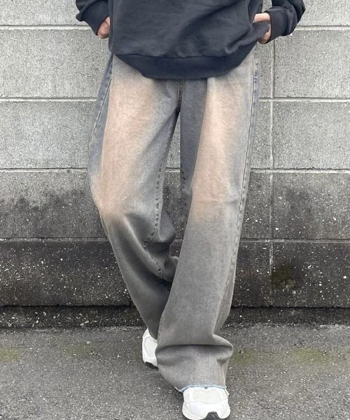 RENOL(レノル)の「韓国ファッション RENOL レノル cutting denim wide pants カッティング デニムパンツ デニムワイドパンツ ブリーチデニムパンツ ビンテージ風 ジーンズ 長ズボン(デニムパンツ・メンズ・ブルー系その他・L)」の6枚目の写真