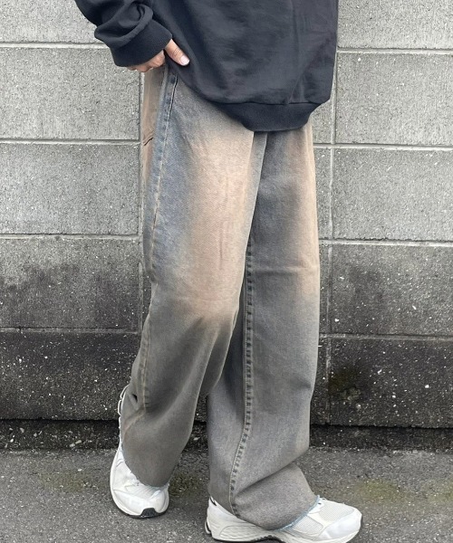 RENOL(レノル)の「韓国ファッション RENOL レノル cutting denim wide pants カッティング デニムパンツ デニムワイドパンツ ブリーチデニムパンツ ビンテージ風 ジーンズ 長ズボン(デニムパンツ・メンズ・ブルー系その他・L)」の7枚目の写真