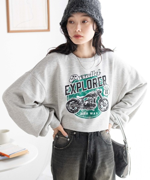 WEGO（ウィゴー）の「WEGO/ヴィンテージライクショートスウェット（スウェット・レディース・スミクロ/その他1/オフホワイト/杢グレー/ホワイト系その他/その他3/ネイビー/その他2/その他5/その他4/その他6/ブルー/その他7/その他9/グリーン/その他8・FREE）」の11枚目の写真