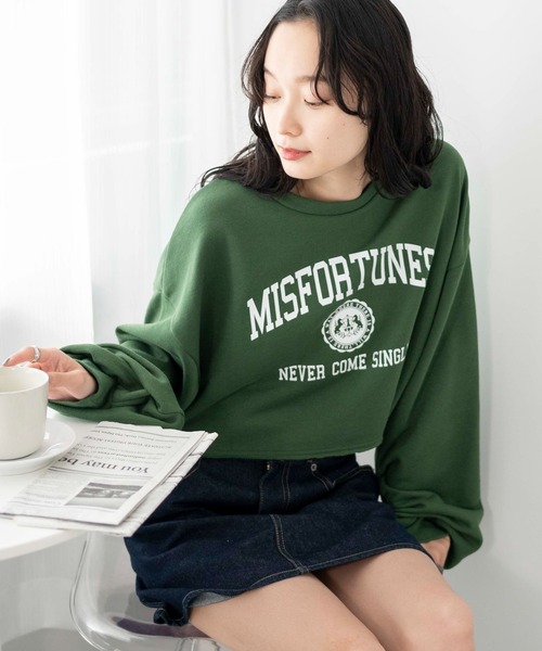 WEGO（ウィゴー）の「WEGO/ヴィンテージライクショートスウェット（スウェット・レディース・スミクロ/その他1/オフホワイト/杢グレー/ホワイト系その他/その他3/ネイビー/その他2/その他5/その他4/その他6/ブルー/その他7/その他9/グリーン/その他8・FREE）」の6枚目の写真