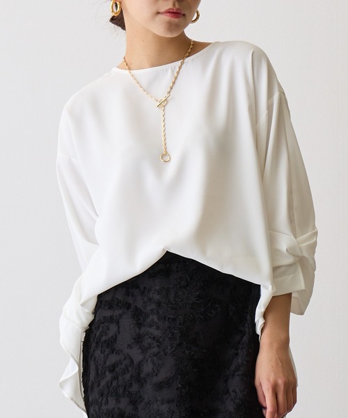 OWLSPALE（オールズペール）の「サイドフリルブラウス（シャツ/ブラウス・レディース・マスタード/ブラック/ホワイト・FREE）」の2枚目の写真