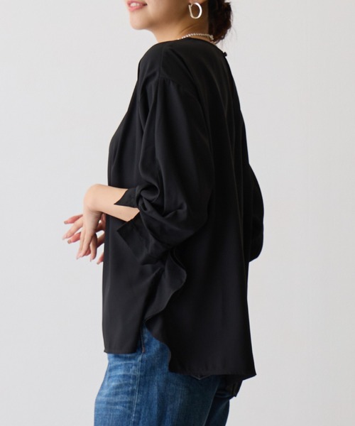 OWLSPALE（オールズペール）の「サイドフリルブラウス（シャツ/ブラウス・レディース・マスタード/ブラック/ホワイト・FREE）」の9枚目の写真