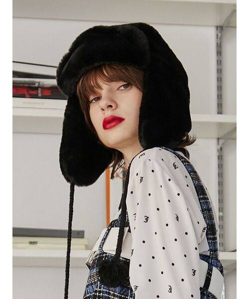 jouetie（ジュエティ）の「トラッパーファーハット（ハット・レディース・ブラック/オフホワイト・FREE）」の11枚目の写真