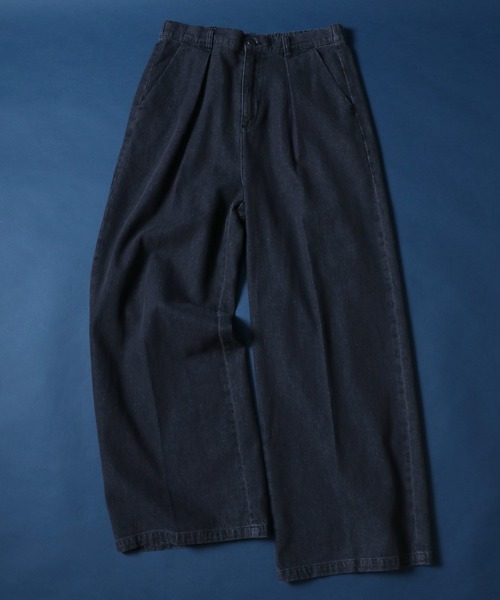 ANPAS（アンパス）の「Tuck Wide Denim Pants/別注 タック ワイドデニムパンツ ルーズデニム ジーンズ ボトムス メンズ レディース ユニセックス（デニムパンツ・メンズ・ブラック系その他/ブルー系その他/ブラック/サックスブルー/ブラック系その他2・S/M/L）」の3枚目の写真