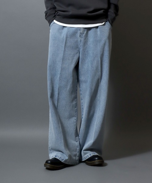 ANPAS（アンパス）の「Tuck Wide Denim Pants/別注 タック ワイドデニムパンツ ルーズデニム ジーンズ ボトムス メンズ レディース ユニセックス（デニムパンツ・メンズ・ブラック系その他/ブルー系その他/ブラック/サックスブルー/ブラック系その他2・S/M/L）」の4枚目の写真