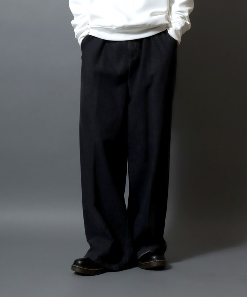 ANPAS（アンパス）の「Tuck Wide Denim Pants/別注 タック ワイドデニムパンツ ルーズデニム ジーンズ ボトムス メンズ レディース ユニセックス（デニムパンツ・メンズ・ブラック系その他/ブルー系その他/ブラック/サックスブルー/ブラック系その他2・S/M/L）」の2枚目の写真