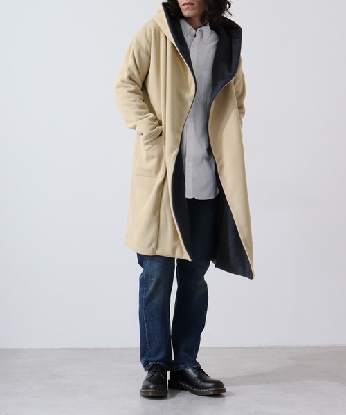 FUNALIVE(�t�@���A���C�u)��Microfleece gown coat / �}�C�N���t���[�X �K�E���R�[�g unisex(�m�[�J���[�R�[�g)