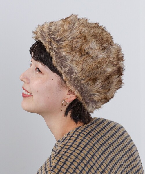 BEAMS HEART（ビームスハート）の「BEAMS HEART / パネル ロシアン帽（ハット・レディース・ブラウン/グレー・ONE SIZE）」の2枚目の写真