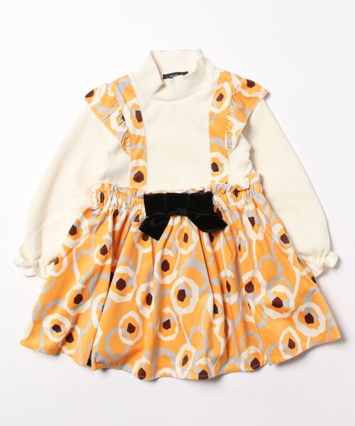 Caldia(カルディア)の「ジャンスカ風お花柄ワンピース(ワンピース・キッズ・ピンク/イエロー・120/140/110/100/130)」の4枚目の写真