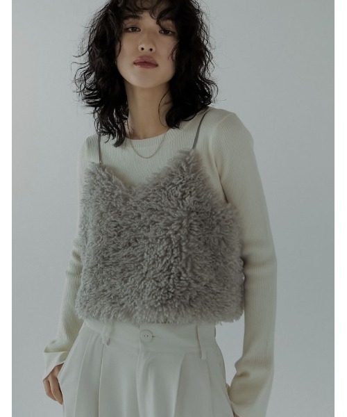 新品・タグ付き♡トロイメライ ファーコート ラム ラビット 定価59000円 ラグスタイル LUXSTYLE RUMSODA(ラムソーダ)ロゴ総柄ファー