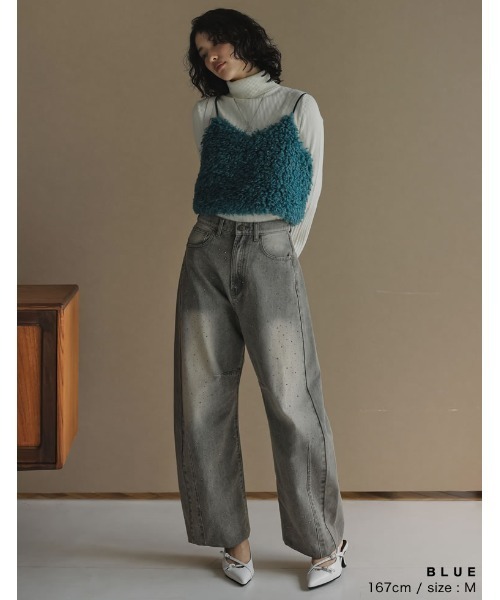 Re:EDIT（リエディ）の「[2025AW COLLECTION][累計販売枚数2.5万枚突破]チベットラムフェイクファービスチェ（キャミソール・レディース・グレー/アイボリー/ブラック/モカ/ブルー・MEDIUM/LARGE）」の14枚目の写真