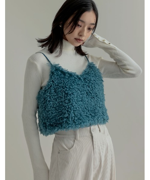 Re:EDIT（リエディ）の「[2025AW COLLECTION][累計販売枚数2.5万枚突破]チベットラムフェイクファービスチェ（キャミソール・レディース・グレー/アイボリー/ブラック/モカ/ブルー・MEDIUM/LARGE）」の16枚目の写真