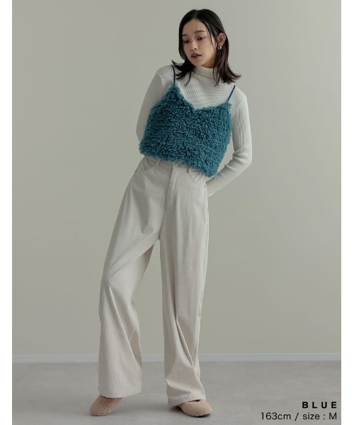 Re:EDIT（リエディ）の「[2025AW COLLECTION][累計販売枚数2.5万枚突破]チベットラムフェイクファービスチェ（キャミソール・レディース・グレー/アイボリー/ブラック/モカ/ブルー・MEDIUM/LARGE）」の18枚目の写真