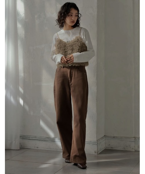 Re:EDIT（リエディ）の「[2025AW COLLECTION][累計販売枚数2.5万枚突破]チベットラムフェイクファービスチェ（キャミソール・レディース・グレー/アイボリー/ブラック/モカ/ブルー・MEDIUM/LARGE）」の10枚目の写真