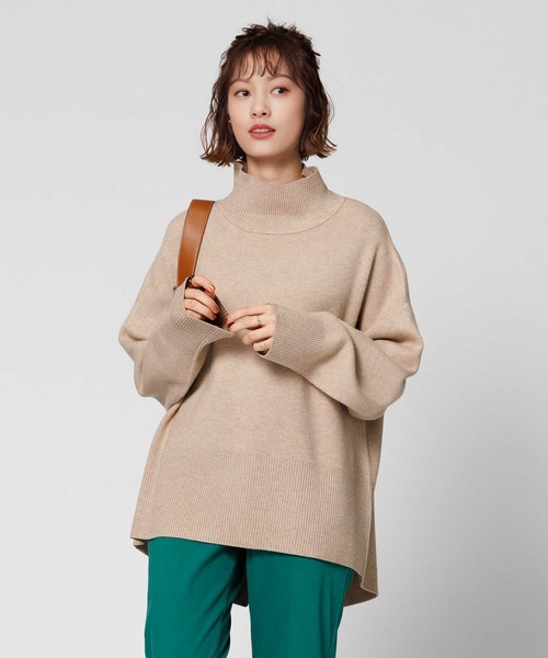 HONEYSUCKLE ROSE（ハニーサックルローズ）の「【HONEYSUCKLE ROSE】【キレイがつづくニット】マシュマロタッチハイネックニット（ニット/セーター・レディース・ブラック×ホワイト/ブラック/レッド/オフホワイト/ベージュ・L/M）」の4枚目の写真