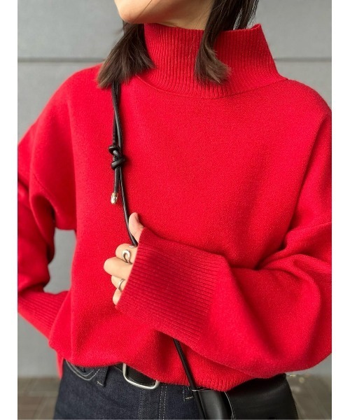 HONEYSUCKLE ROSE（ハニーサックルローズ）の「【HONEYSUCKLE ROSE】【キレイがつづくニット】マシュマロタッチハイネックニット（ニット/セーター・レディース・ブラック×ホワイト/ブラック/レッド/オフホワイト/ベージュ・L/M）」の5枚目の写真