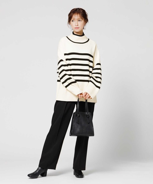 HONEYSUCKLE ROSE（ハニーサックルローズ）の「【HONEYSUCKLE ROSE】【キレイがつづくニット】マシュマロタッチハイネックニット（ニット/セーター・レディース・ブラック×ホワイト/ブラック/レッド/オフホワイト/ベージュ・L/M）」の22枚目の写真