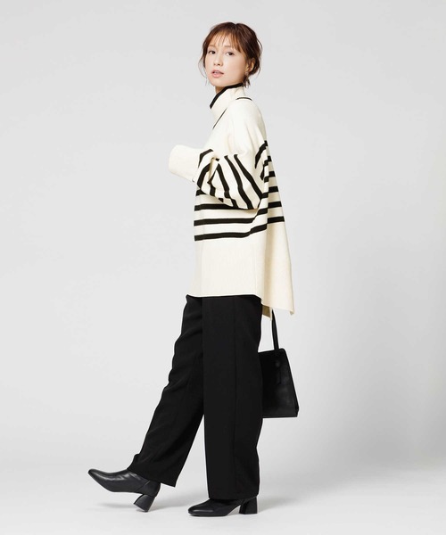 HONEYSUCKLE ROSE（ハニーサックルローズ）の「【HONEYSUCKLE ROSE】【キレイがつづくニット】マシュマロタッチハイネックニット（ニット/セーター・レディース・ブラック×ホワイト/ブラック/レッド/オフホワイト/ベージュ・L/M）」の21枚目の写真