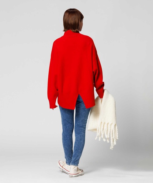 HONEYSUCKLE ROSE（ハニーサックルローズ）の「【HONEYSUCKLE ROSE】【キレイがつづくニット】マシュマロタッチハイネックニット（ニット/セーター・レディース・ブラック×ホワイト/ブラック/レッド/オフホワイト/ベージュ・L/M）」の16枚目の写真