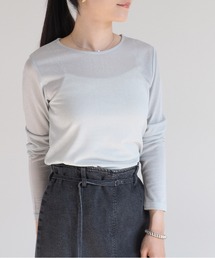 ラメクルーネックロンTee