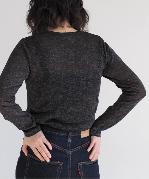 cepo（セポ）の「ラメクルーネックロンＴｅｅ（Tシャツ/カットソー・レディース・グレー/ブラック・M）」の4枚目の写真