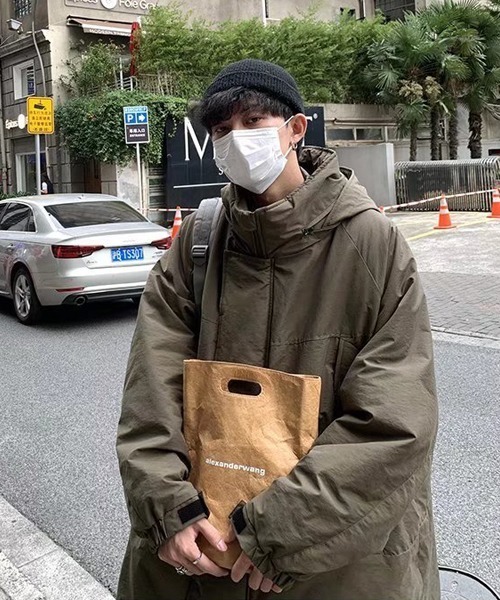 almo（アルモ）の「フード付き中綿ロングコート(NEZ)（ダウンジャケット/コート・レディース・ブラック/グリーン・FREE）」の2枚目の写真