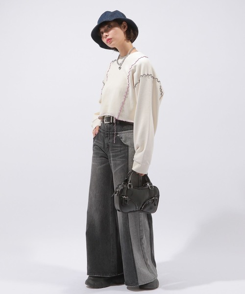 PAGEBOY(ページボーイ)の「カラフルメローショートスウェット(スウェット・レディース・ブラック/オフホワイト・FREE)」の11枚目の写真