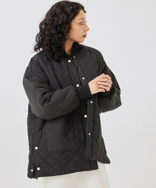 NERGY（ナージー）の「中綿ダイヤキルトコート（ダウンジャケット/コート・レディース・ブラック/グリーン/ホワイト・M）」の2枚目の写真